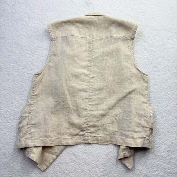 Kut from the Kloth Linen Open Drape Front Vest Coastal Boho Beige Womens XL NEW - Picture 4 of 10